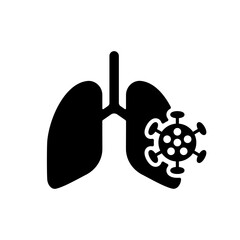 Human lungs infected by virus and bacteria icon