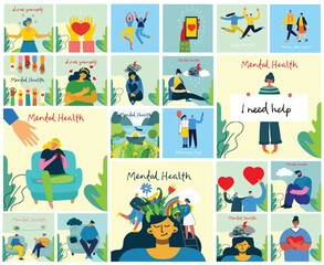 Mental health illustration concept. Psychology visual interpretation of mental health.