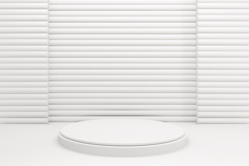 white podium show cosmetic product geometric in white background.3D rendering