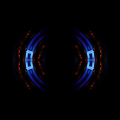 Vivid abstract background. Beautiful design of rotation frame.  .Mystical portal. Bright sphere lens. Rotating lines. Glow ring. .Magic neon ball. Led blurred swirl. Spiral glint lines. HUD