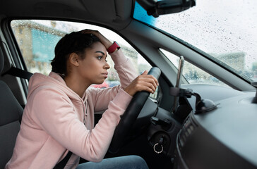 Rainy weather, problems on road and traffic jams