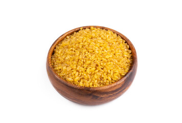 Dried bulgur on the white background
