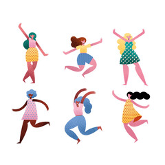 group of six women avatars characters