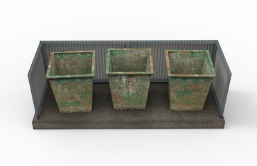 Container Garbage render on a white background. 3D rendering