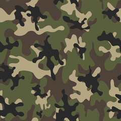 Fototapeta premium Green camouflage vector template for printing. Forest texture. Ornament.