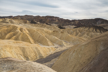 Beautiful yellow hills and ridges of Zabriskie Point in Death Valley, California