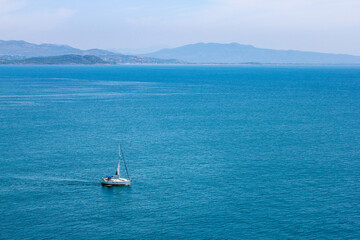 A boat sailing around Gaeta, Italy, Lazio