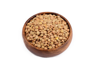 Green lentil on the white background
