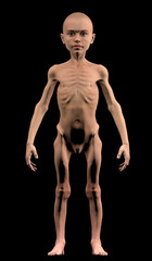 Fototapeta premium Undernourished child. Problems of food shortage in children. 3d render