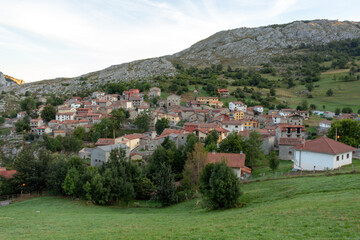 Sotres village in the Europa Peaks (Picos de Europa National Park), Cantabrian Mountains, northern Spain.