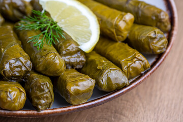 Traditional delicious Turkish foods; stuffed leaves (yaprak sarmasi)