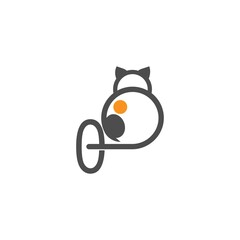 Cat icon logo with number zero template design vector