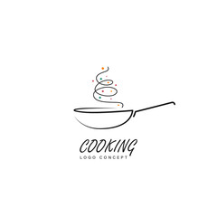frying pan Cooking food ingredients Logo Symbol Design Template Flat Style Vector