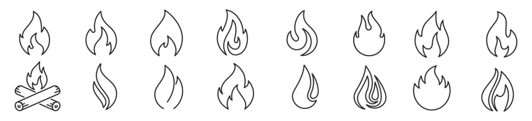Fotobehang fire flat line icons, flames, flame of various shapes, bonfire vector illustration,  © Graficriver