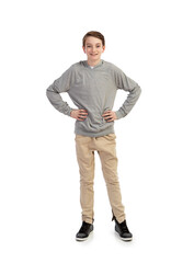Naklejka premium Kids: Pre-Teen Young Boy Smiling At Camera