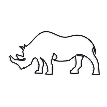 rhinoceros one line vector illustration