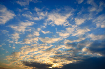 evening sky. blue sky with clouds at sunset