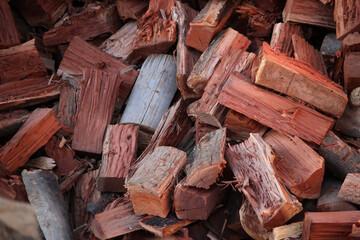 Fototapeta na wymiar Eucalyptus firewood logs in a firewood stack