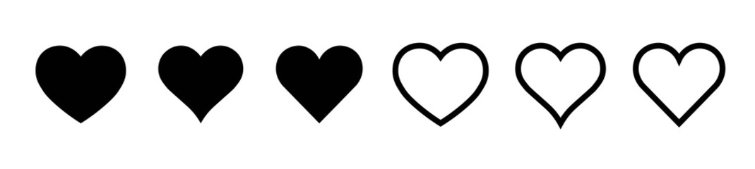 Set of heart icons vector illustration in flat and line style