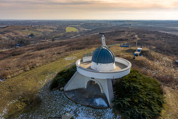Hungary, Gombos hill Calvary with three Crosses and statue of Jesus Christ