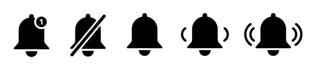 Set of notification bell icon for incoming inbox message
