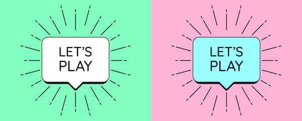 Poster with title Lets Play. Call to action for new game content for social media story