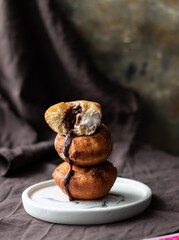 Doughnuts with cheese cream and caramel