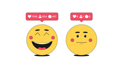 Cheerful and frustrated Emoji for account promotion in social networks
