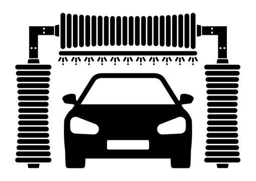 ngi1077 NewGraphicIcon ngi - german: Auto in Waschanlage symbol - english: Car Wash Auto Service Icon. - automated car wash machine sign . isolated white background - DIN A1, A2, A3, A4 - xxl g10241