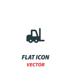 Fork lift truck loader icon in a flat style. Vector illustration pictogram on white background. Isolated symbol suitable for mobile concept, web apps, infographics, interface and apps design