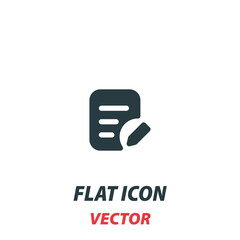 Edit document icon in a flat style. Vector illustration pictogram on white background. Isolated symbol suitable for mobile concept, web apps, infographics, interface and apps design