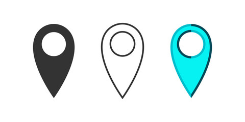 Map pointer icons. GPS location symbols. Navigation pointer icons. Vector illustration