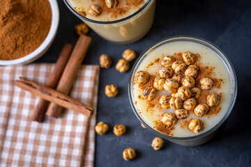 Traditional Turkish drink with roasted chickpea Boza or Bosa