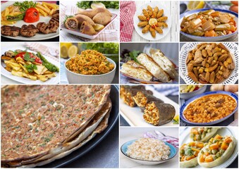 Traditional delicious Turkish foods collage