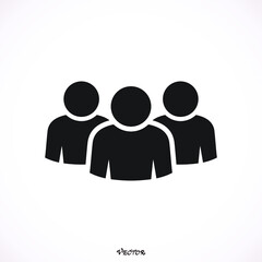 Three People Icon. Illustration of crowd of people icon silhouettes vector. Social icon. Flat style design.