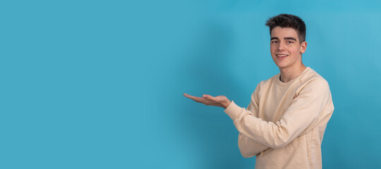 isolated teenager or student pointing