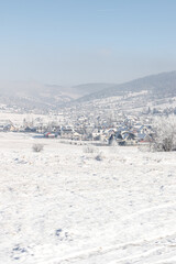 Fototapeta na wymiar Winter landscape of Poland in snow 