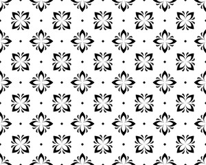 Flower geometric pattern. Seamless vector background. White and black ornament