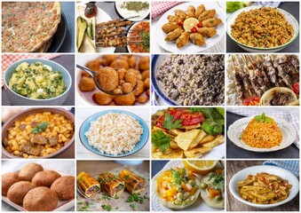 Traditional delicious Turkish foods collage