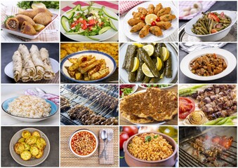 Traditional delicious Turkish foods collage