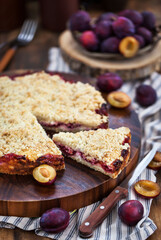 Homemade plum crumble cake