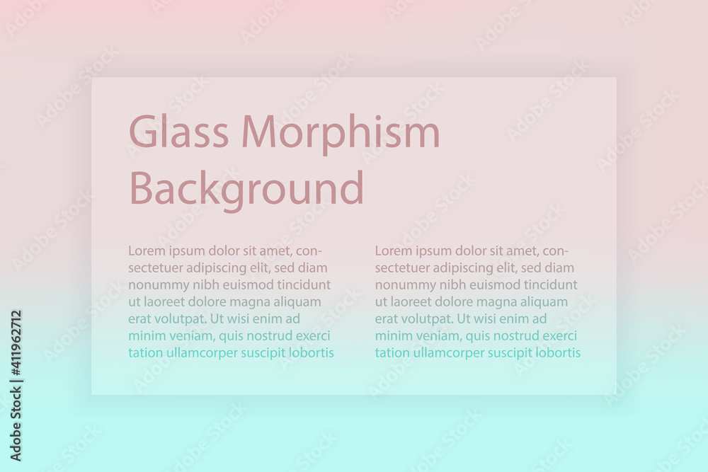 Poster Abstract gradient background. Transparent frame in glass morphism style