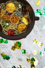 St. Patrick's Day Holiday Background With Pot Of Gold
