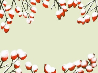 A wreath of rose hips. Decorative frame.Digital illustration.