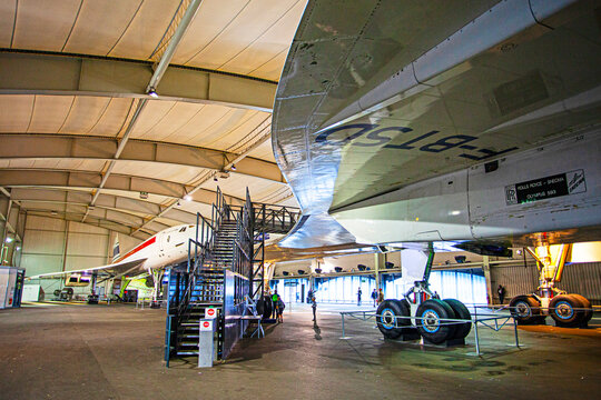 LE BOURGET,  PARIS, FRANCE - OCTOBER 8, 2016 : Old Airplane  Marane - Sauliner, AI, 1917, in the Museum of comonautic and aviation Le Bourget in Paris, Concord airplane