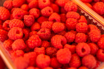 raspberries in a box