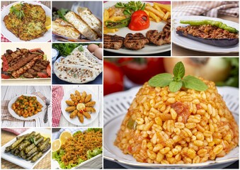 Traditional delicious Turkish foods collage