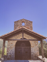 Fototapeta na wymiar San Miguel Hermitage (Ermita de San Miguel) chapel near Santo Toribio de Liebana monastery, Potes, Picos de Europa mountains, Spain.