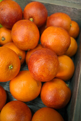 Organic Sicilian Oranges Sold By Vendors In A Farmer's Market , Sicily