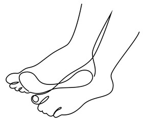 Silhouettes of human legs. Beautiful woman feet. Graphic image. Vector illustration.